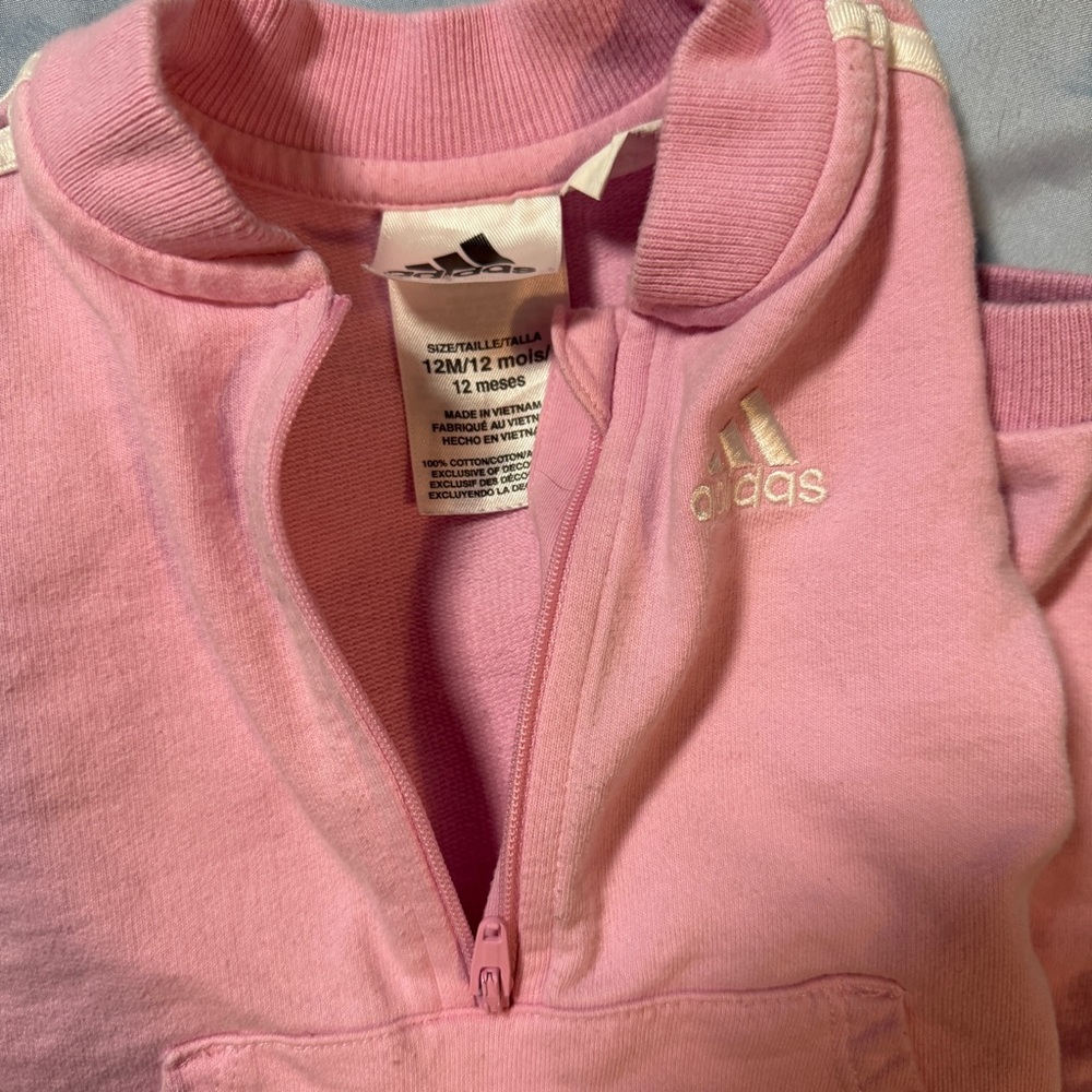 Adidas Pink Baby toddler One Piece Romper, Sz 12 m - Picture 6 of 6